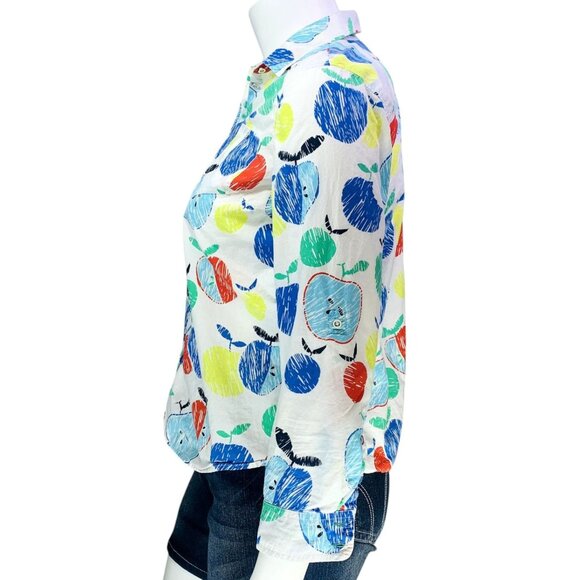 Talbots Womens Shirt Apple Multicolor Roll Tab Sleeve Button Up Petite Size Lp - Picture 6 of 12